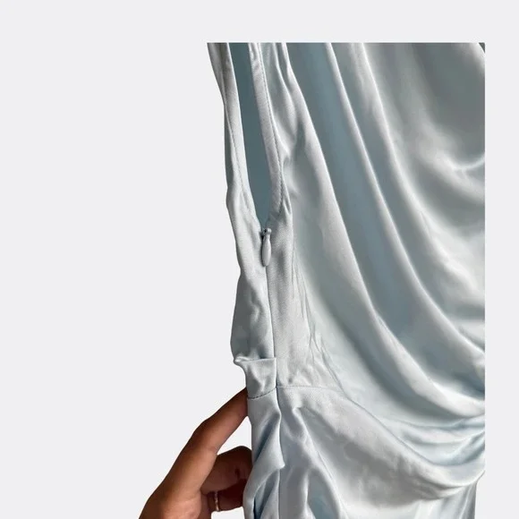 NWT A.L.C. Penny Satin Maxi Dress Cascade Blue sz 0 - Picture 5 of 9